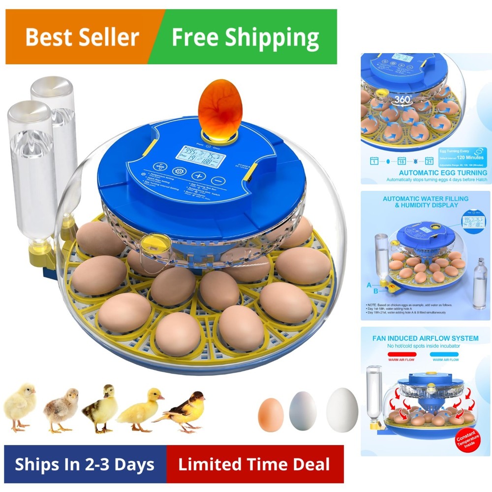 18 Egg Incubators for Hatching Eggs with Temperature Control, Egg Incubator w...