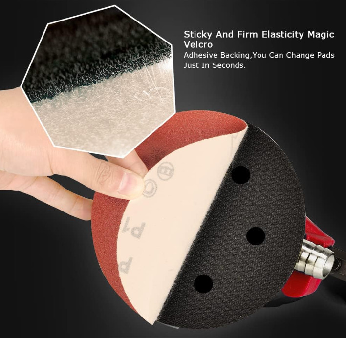Random Orbital Sander 5" & 6" Pneumatic Palm Sander with Extra 5" Backing Plate