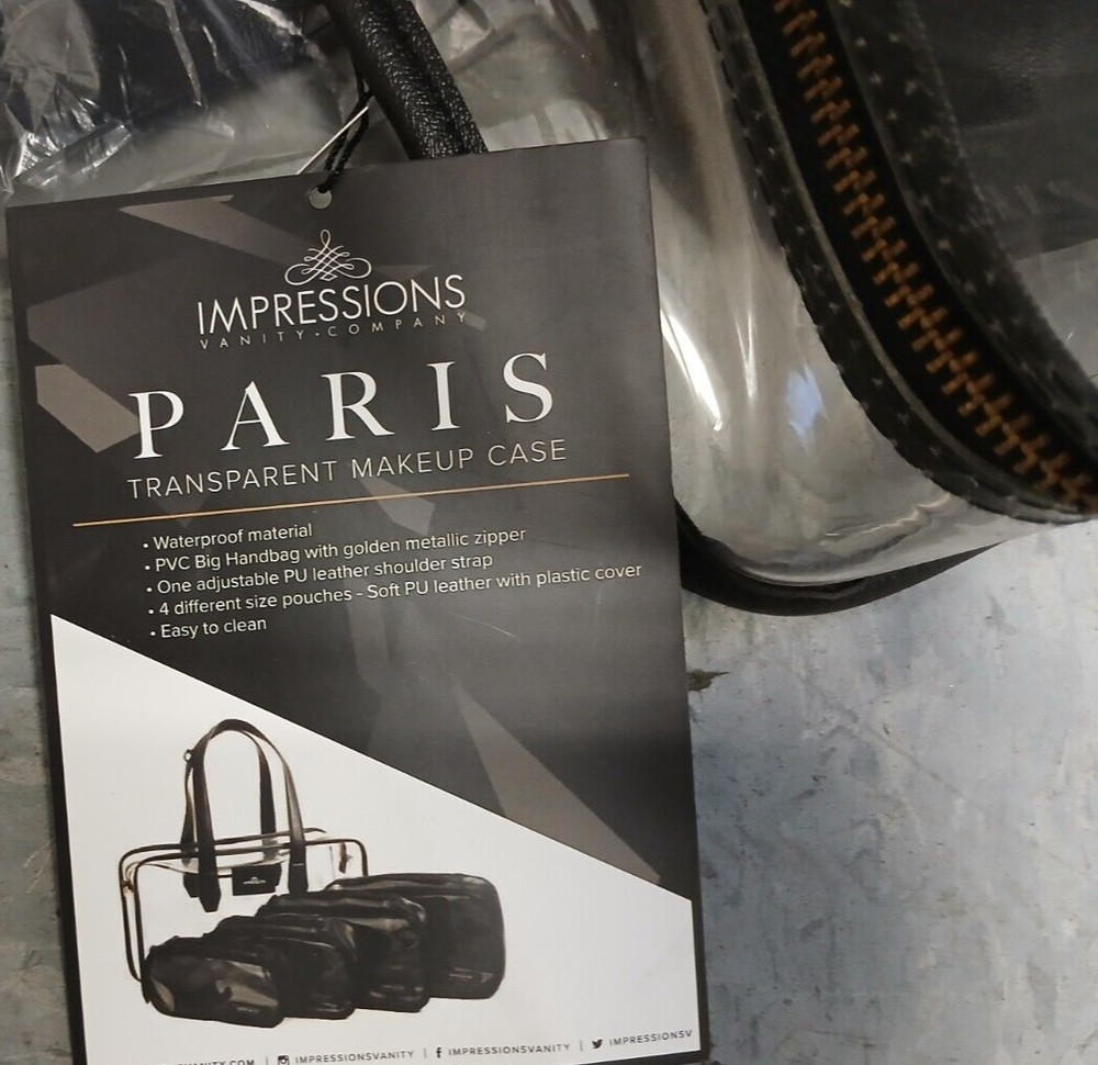 IMPRESSIONS Paris Transparent Makeup Case, Adjustable Strap, 5-Piece Set