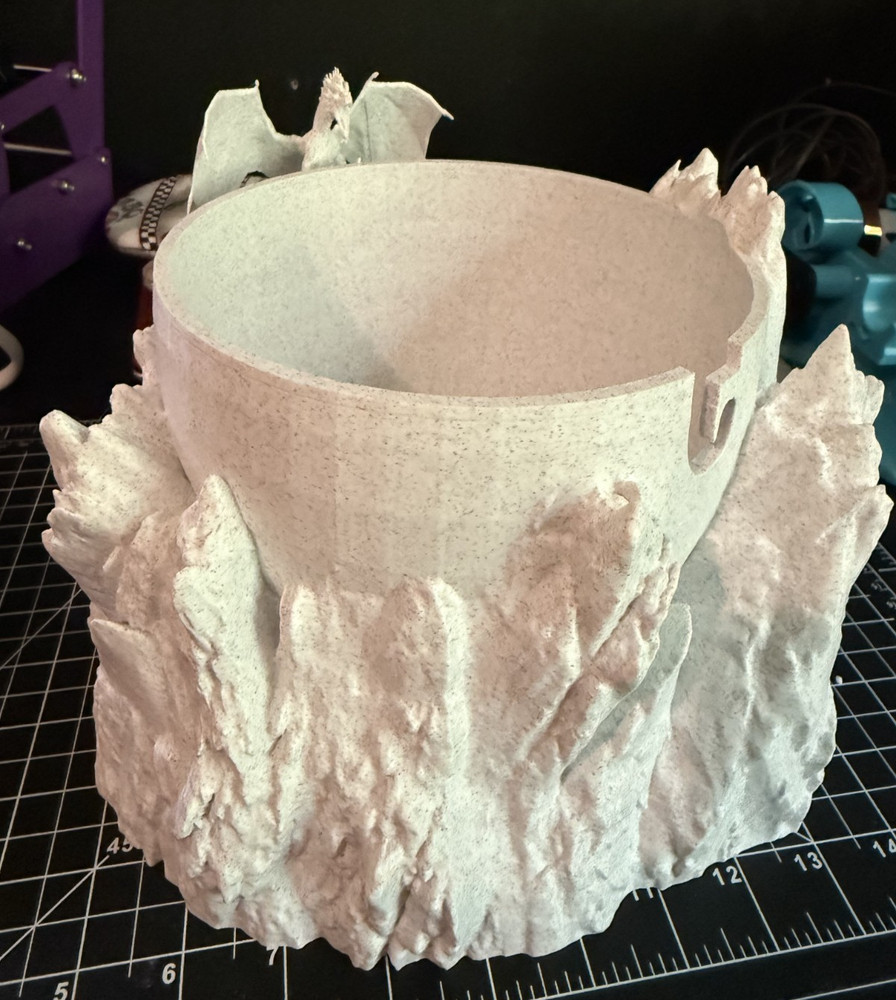 Large Dragon Yarn Bowl 3D Printed PLA Stone