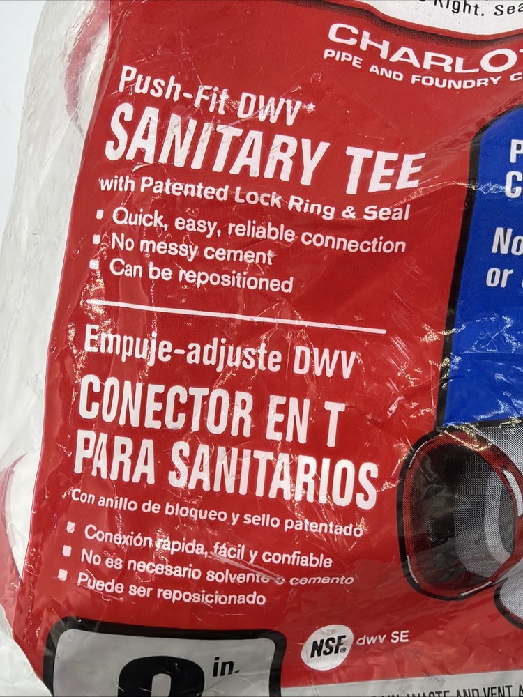CONNECTITE Charlotte 2" PVC Push-Fit DWV Sanitary TEE Free Ship New