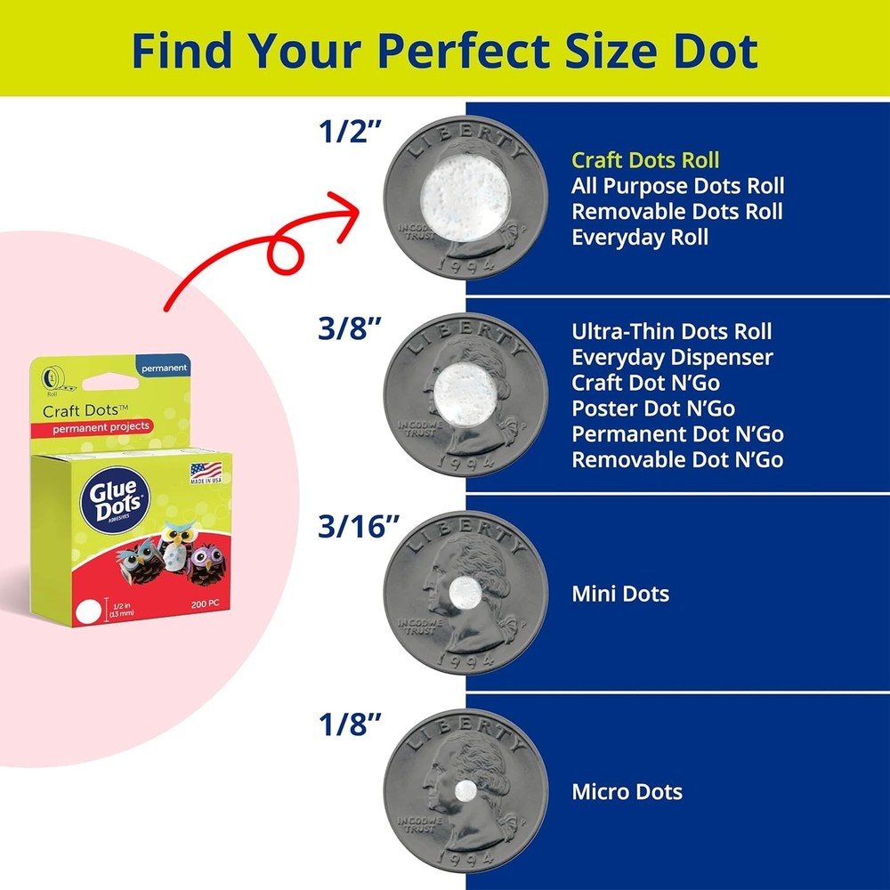 The Clear Craft Dots - 200 Double-Sided Adhesive Points Made in USA