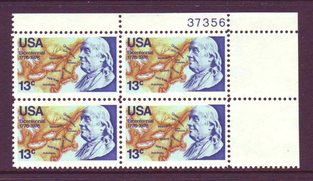 #1690 BENJAMIN FRANKLIN. MINT PLATE BLOCK. F-VF NH!