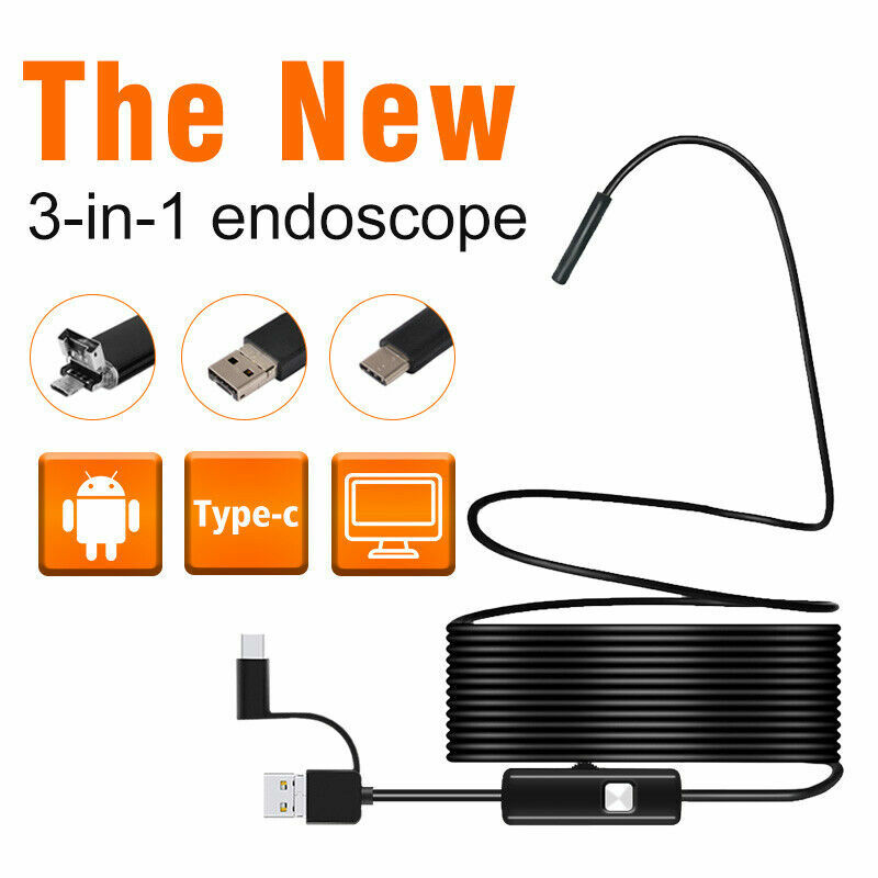 6LED USB Snake Endoscope Borescope HD Inspection Camera Scope For Android Type C