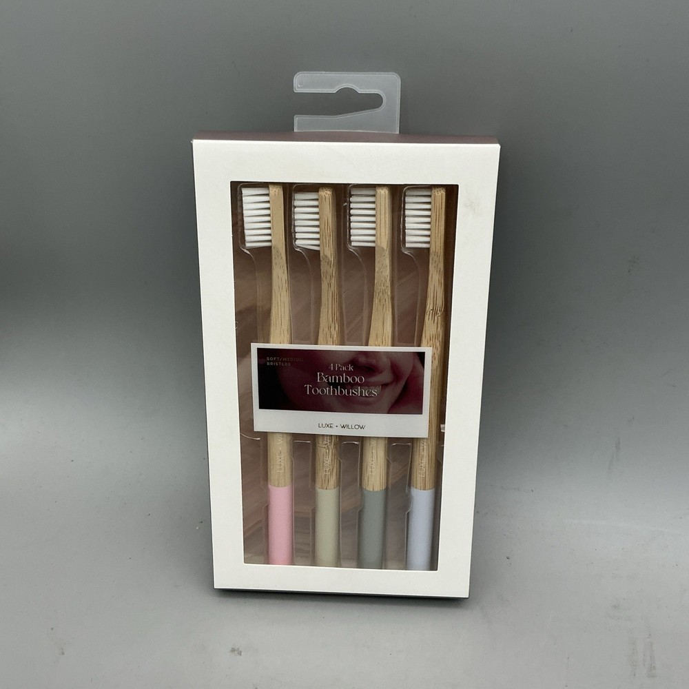 4 Pack Luxe + Willow Bamboo Toothbrushes Soft / Medium Brand New