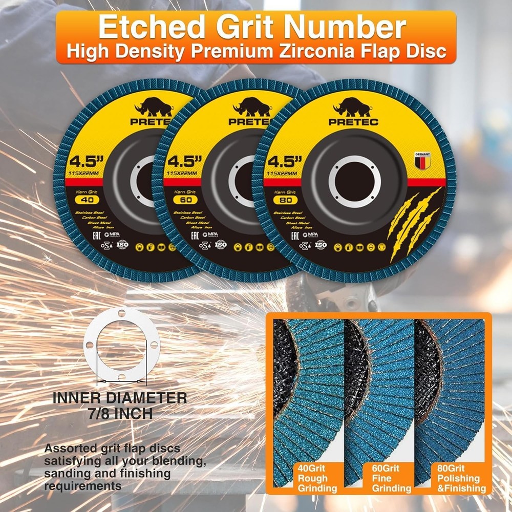 High Performance Grinding Wheels - 3 Pack 4.5" Durable Discs
