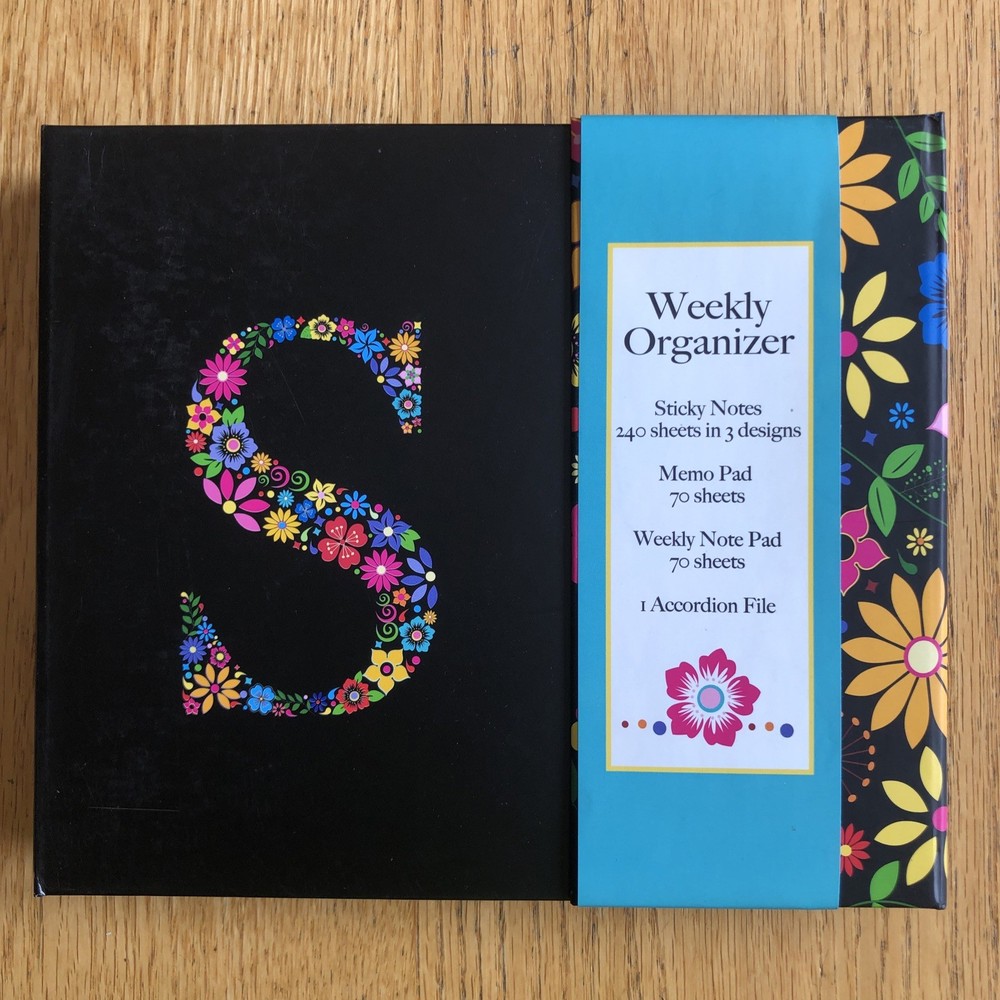 WEEKLY ORGANIZER STATIONERY NOTE PAD BOOK UNDATED STICKY NOTES “S”MONOGRAM