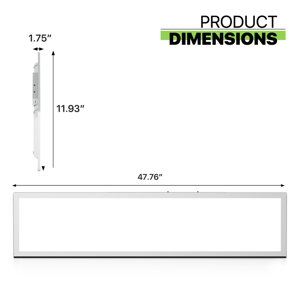 2Pcs 1x4 LED Dimmable Flat Panel Light 4000LM 5000K Drop Ceiling Troffer Fixture