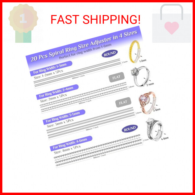 22 Pack Ring Sizer Adjuster for Loose Rings, 4 Sizes Silicone Ring Guards Invisi