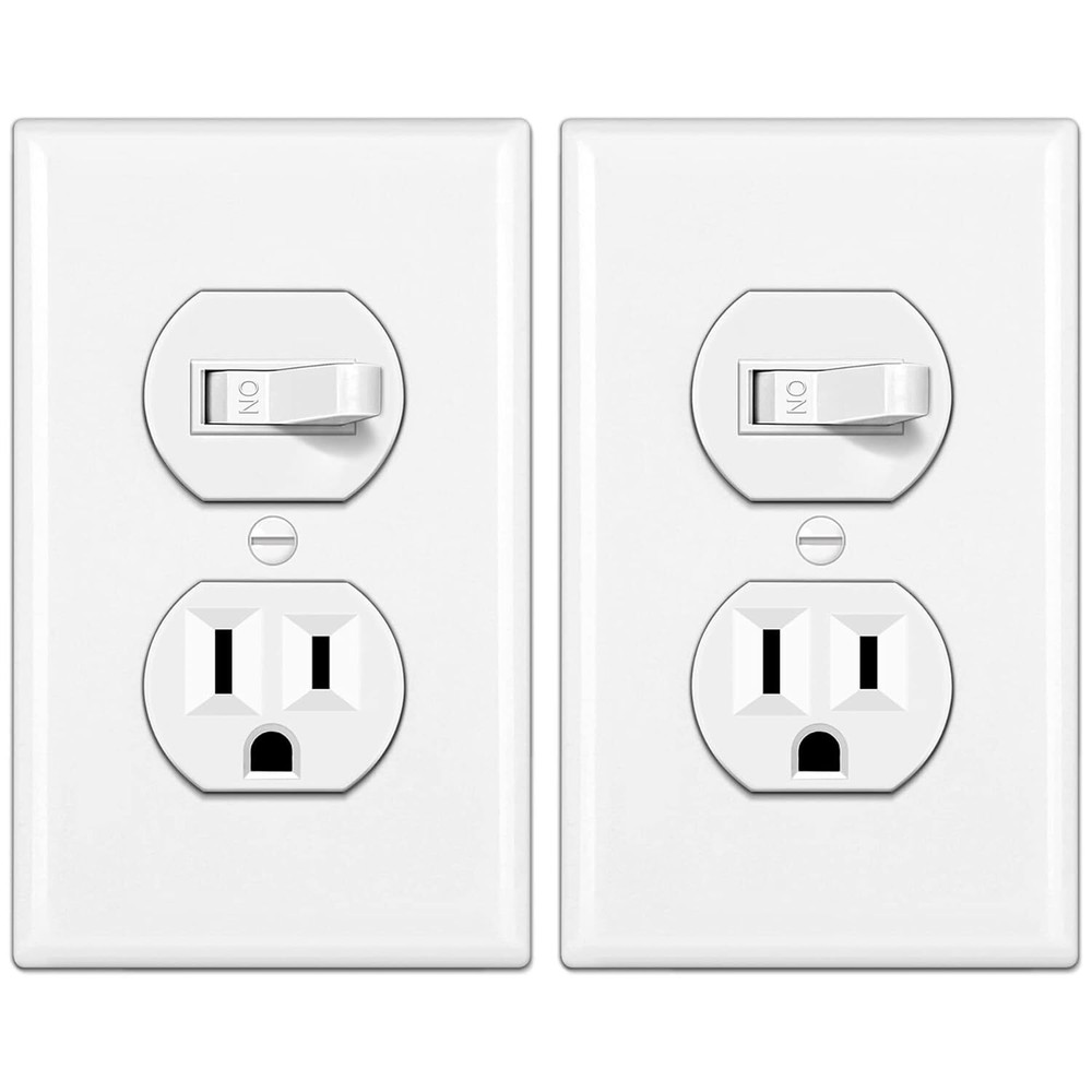 White Switch Outlet Combo Wall Plate 15A 120V Single Pole Duplex 2 Circuits