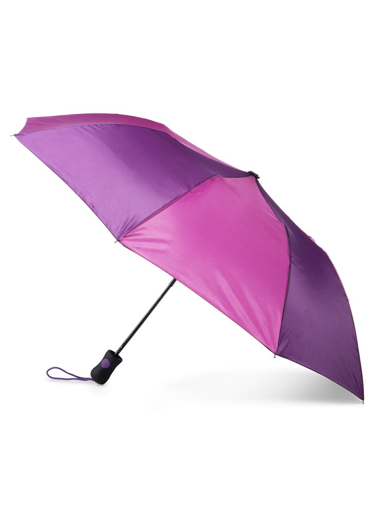 Totes Recycled Canopy Auto Open Rain Umbrella Purple Multi,Automatic