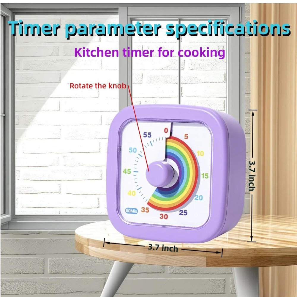 Kids Visual Timer Cute Rainbow - 60 Minute Countdown Timer Time Management for K