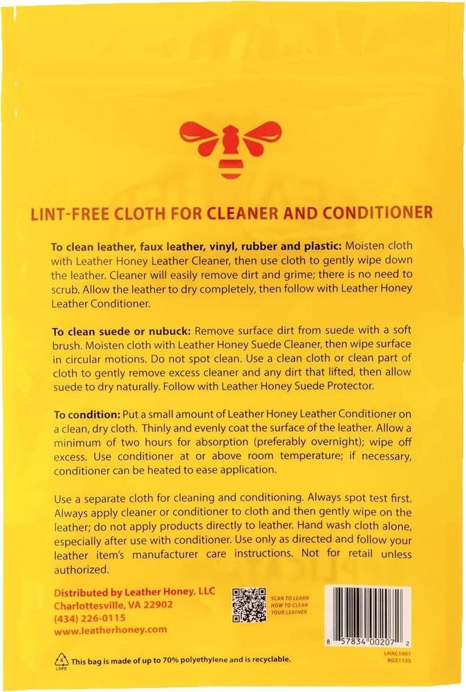 Gentle Scratch-Free Microfiber Application Cloth for Leather Conditioner - Small