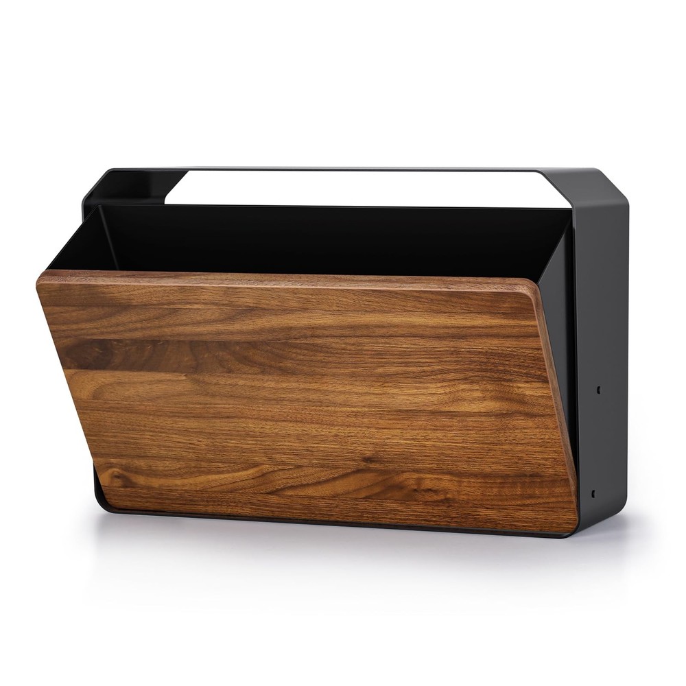 Wall-Mount Mailbox - Walnut & Galvanized Steel, 15.8" x 9.2" x 6" - Large