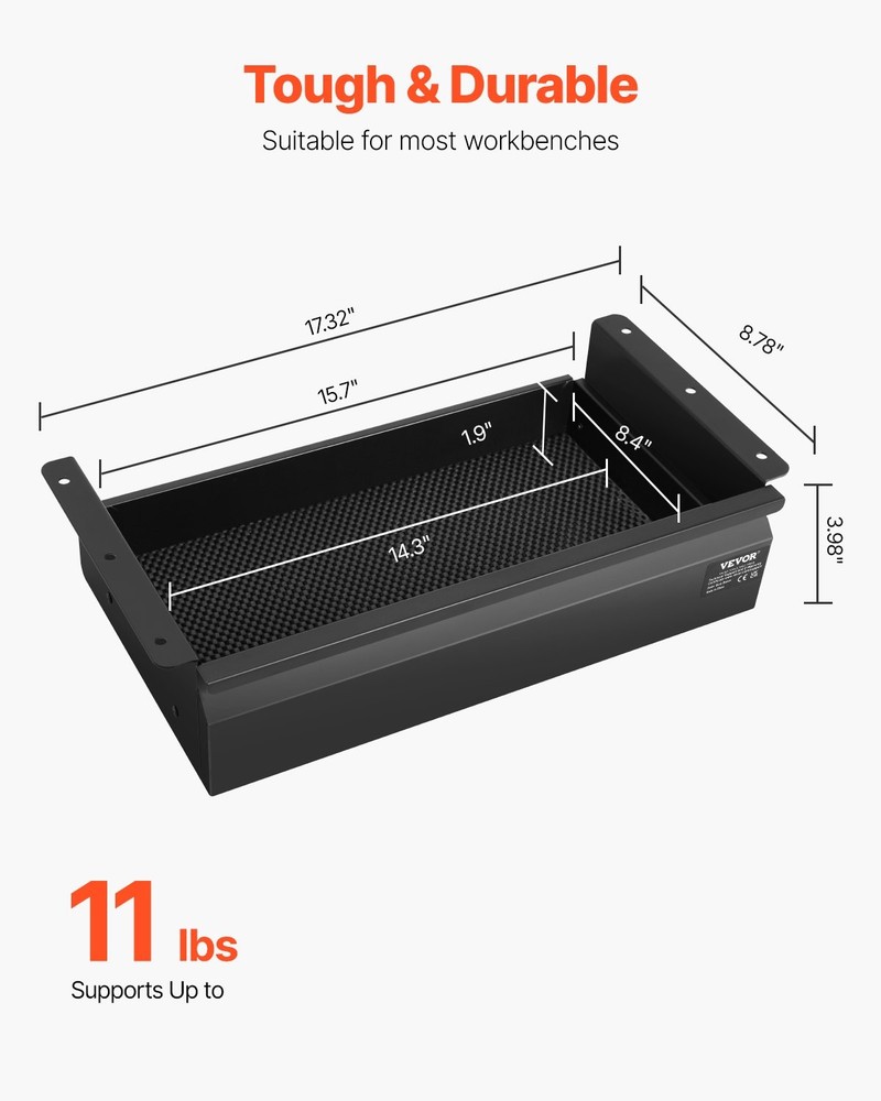 16" Wide Under Desk Drawer Slide Out,Under Desk Mounted Pull-out Drawer Attachme