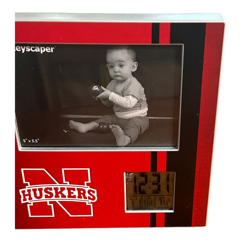 Nebraska Huskers Keyscaper Picture Frame & Desktop Clock