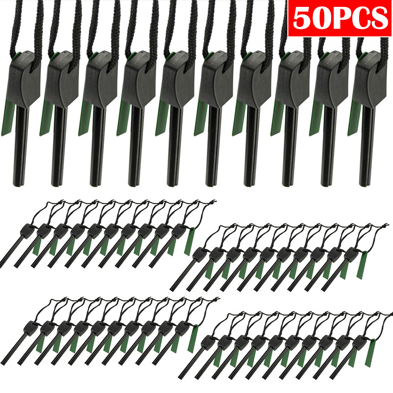 Fire Starter Flint Steel Scraper Striker Ferro Rod with Handle Camping Lighter