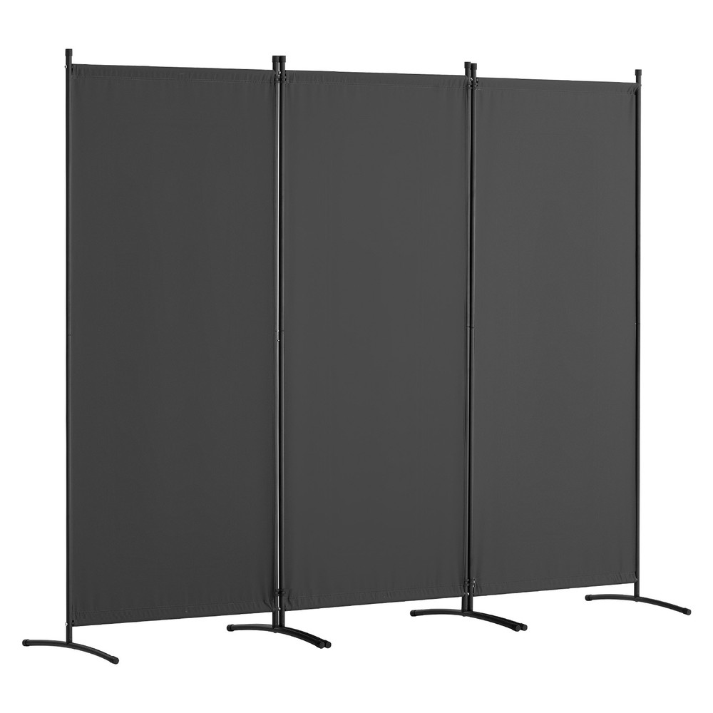 Room Divider 3-Panel Folding Privacy Screen Fabric Partition Office Gray