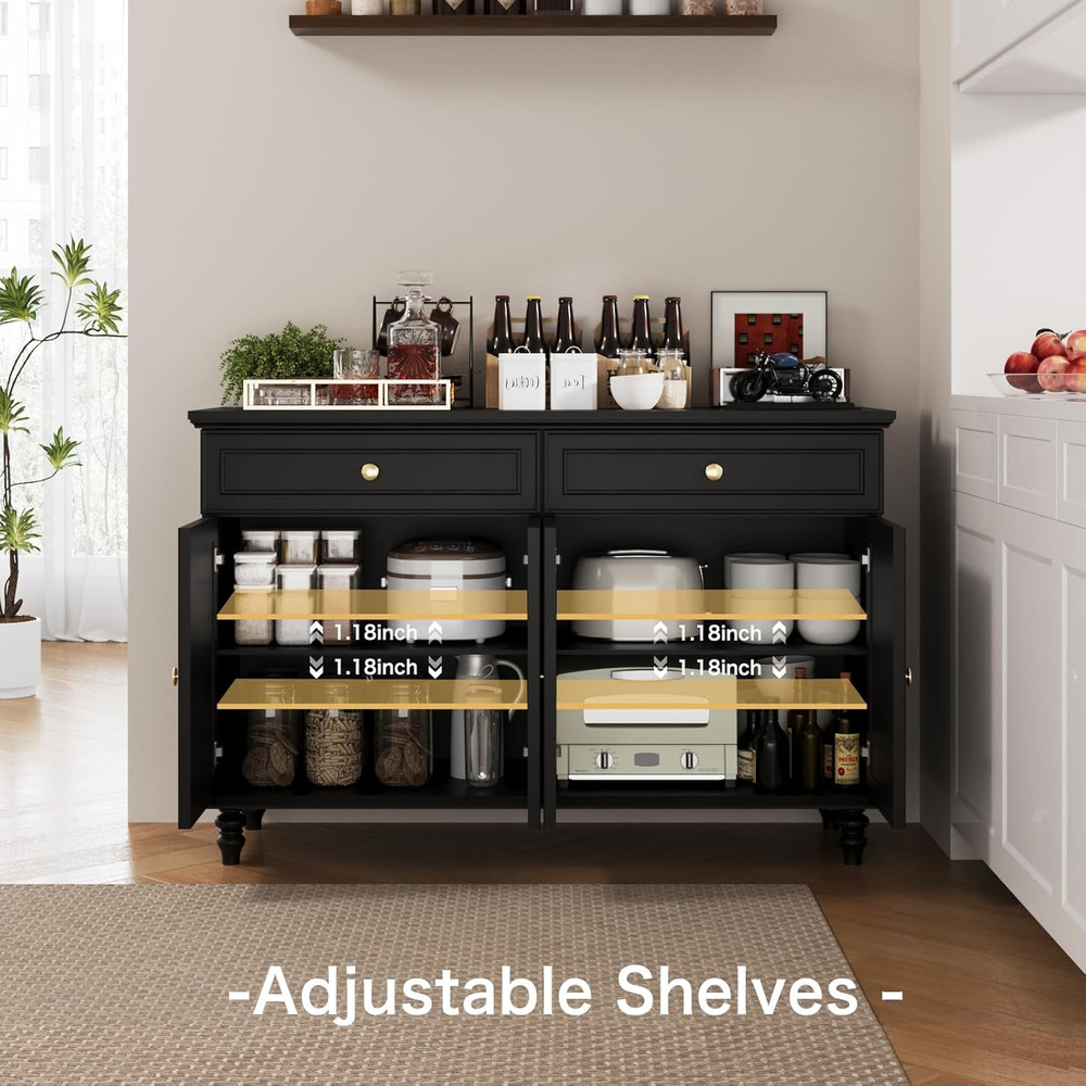 Rustic 47.6" Buffet Sideboard with Drawers & Doors for Kitchen or Dining Room
