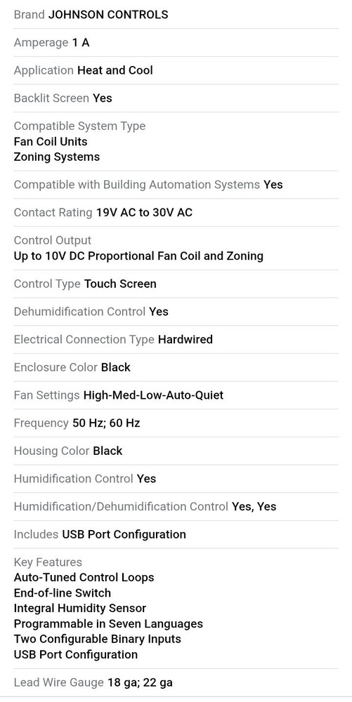 Johnson Controls Programmable Thermostat TEC 3622-13-000