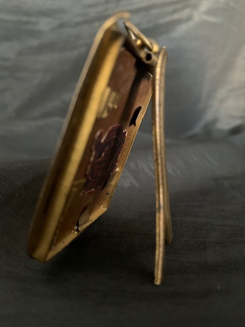antique miniature brass photoframe