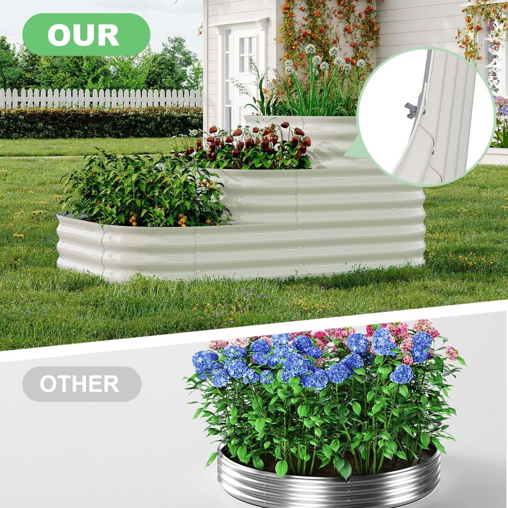 3-Tier Galvanized Steel Raised Garden Bed Rust-Resistant Modular Easy Assembly