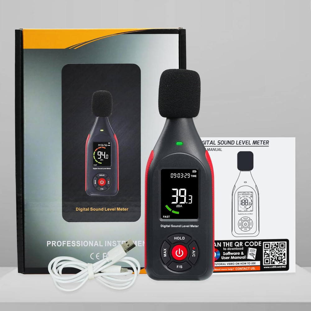 Decibel Meter Data Logger, Digital Sound Level Meter with Recording, Db Meter 30