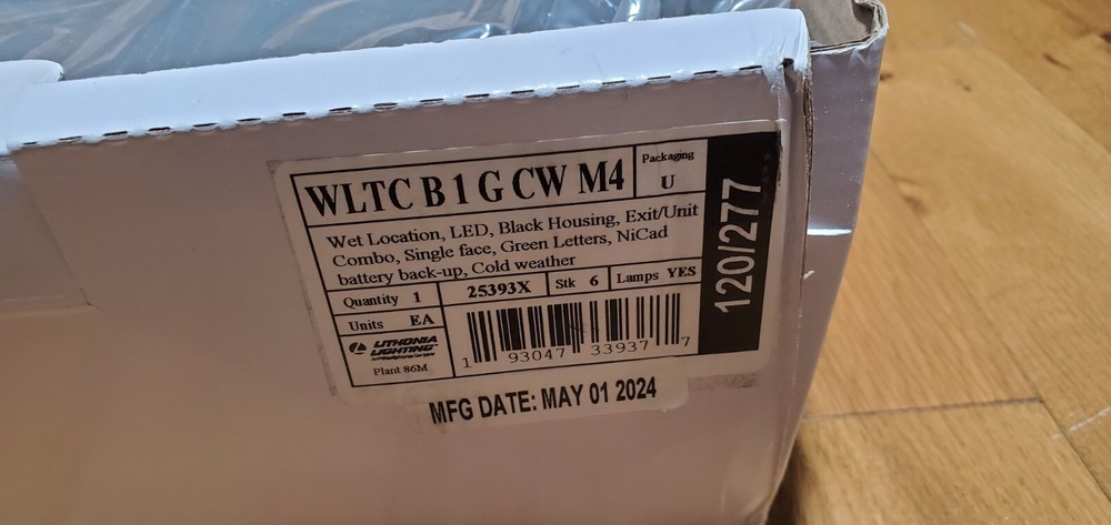 Commercial Wet Location Exit And Emergency Light Combination Single Face GREEN