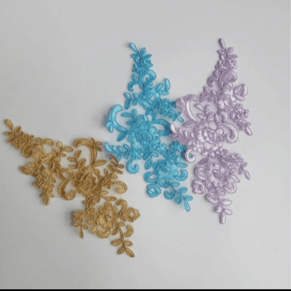 6Pcs Delicate Lace Applique - pastel violet