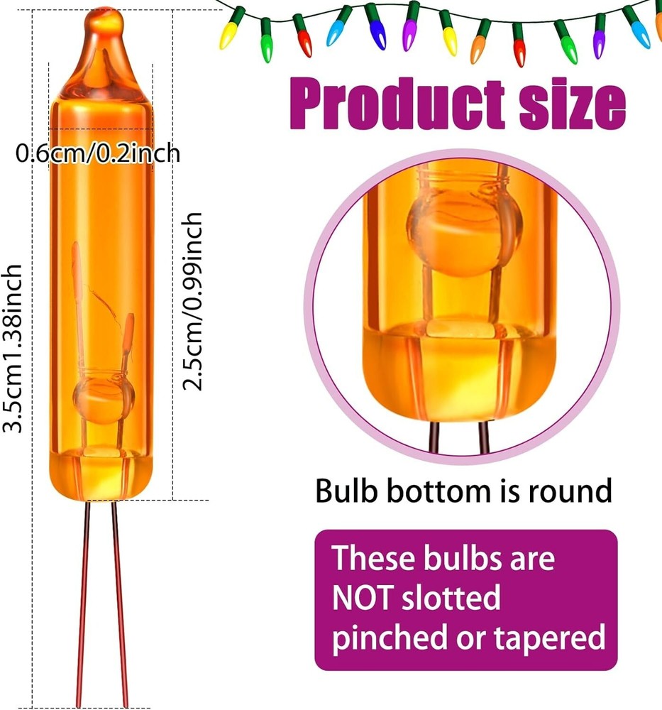 100 Count Mini Incandescent Christmas String Lights 2.5V Replacement Bulbs