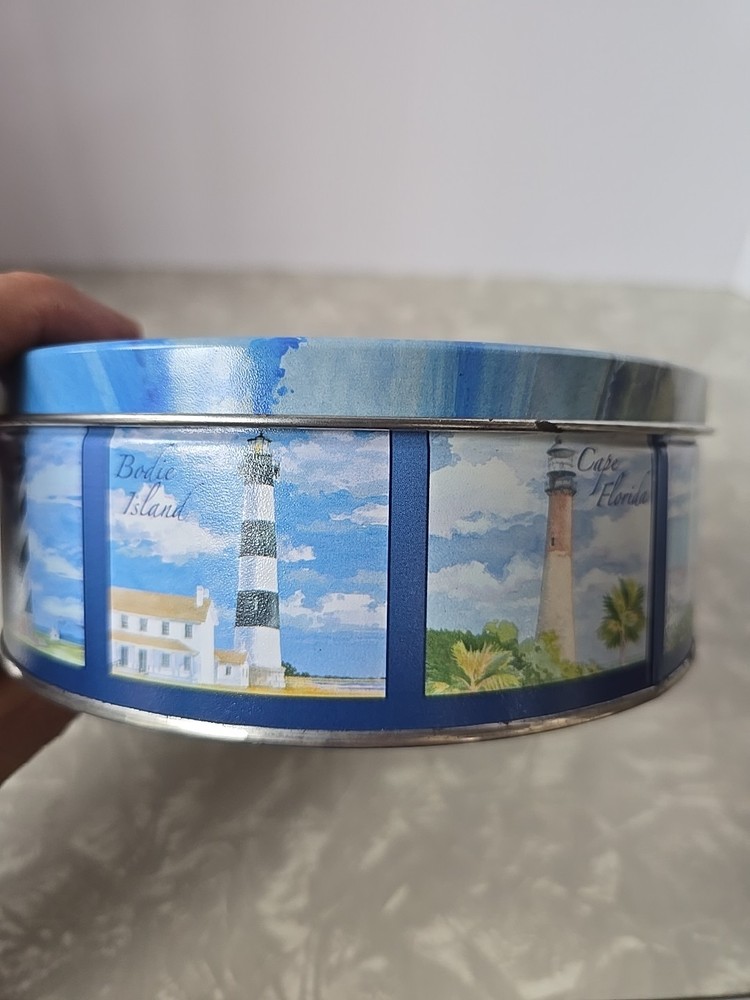 7" Lighthouse Cookie Tin.