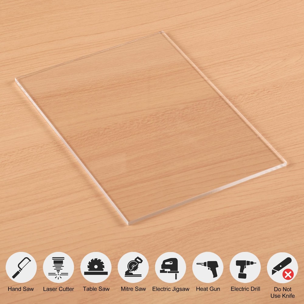 2 Pack Clear Cast Acrylic Sheet, 8 x 10, 1/8 3mm Thick, Plexiglass Panel