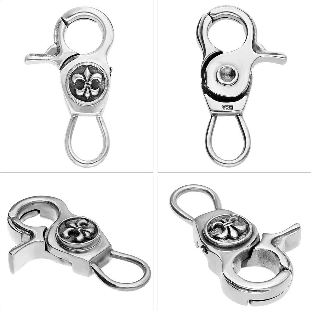 Sterling Silver Lily Snap Hook Keyring (925)