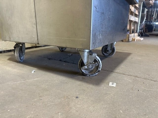 LOW TEMP STAINLESS STEEL 2 STEP WORK COUNTER STATION ON CASTERS