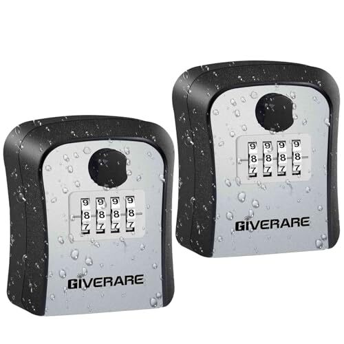 2 Pack Key Lock Box 4 Digits Combination Lockbox Wall Mount Outside Waterproo...