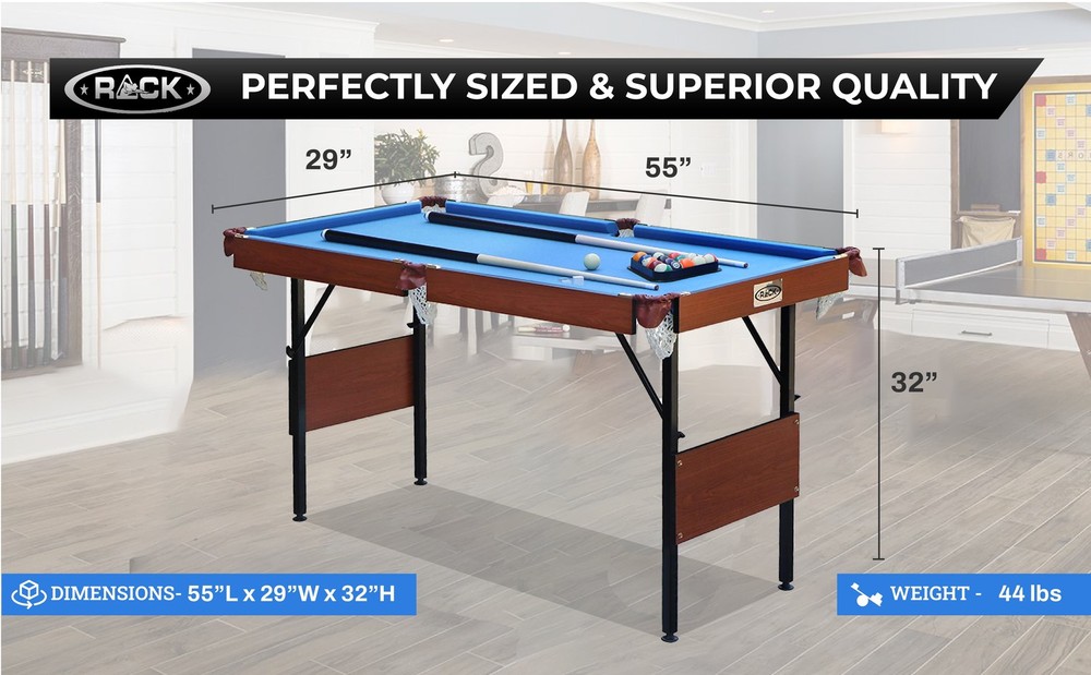 Crux 55" Folding Classic Billiard Pool Table Multi Player Game, Blue