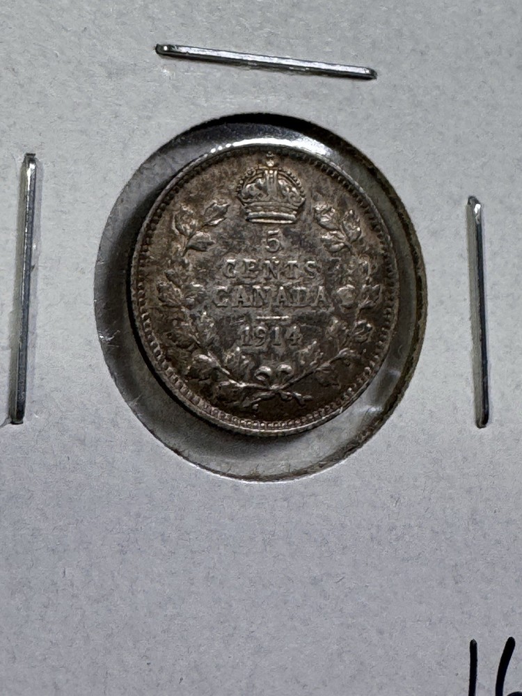 1914 Canada 5 Cents Silver Coin