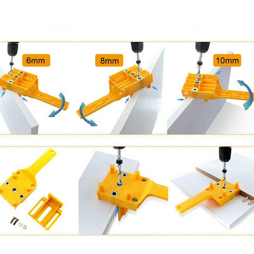 Handheld Woodworking Doweling Jig Drill Guide Wood Dowel Drilling Hole Tools US