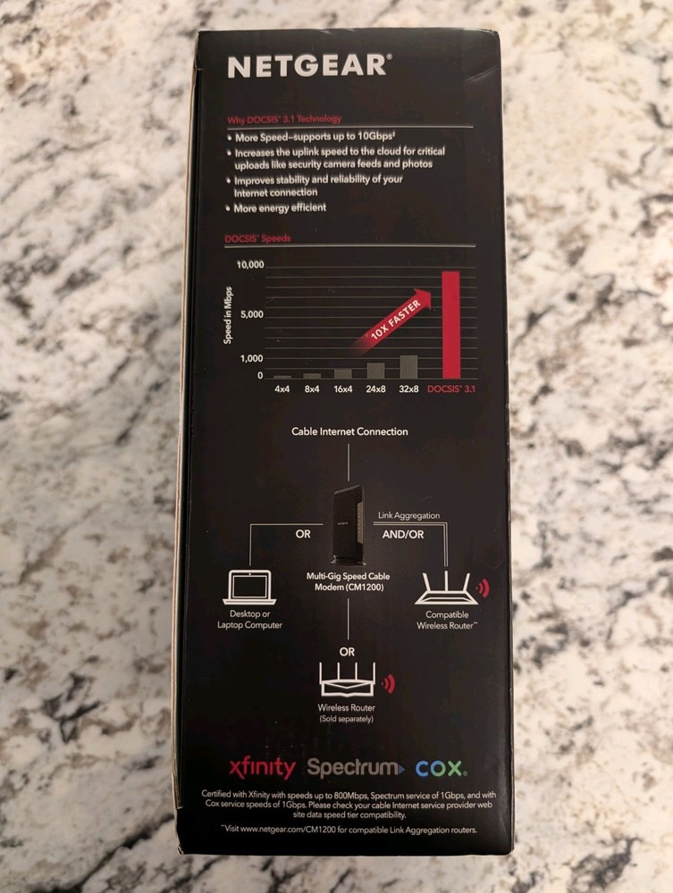 NETGEAR Nighthawk CM1200-100NAS DOCSIS 3.1 Cable Modem