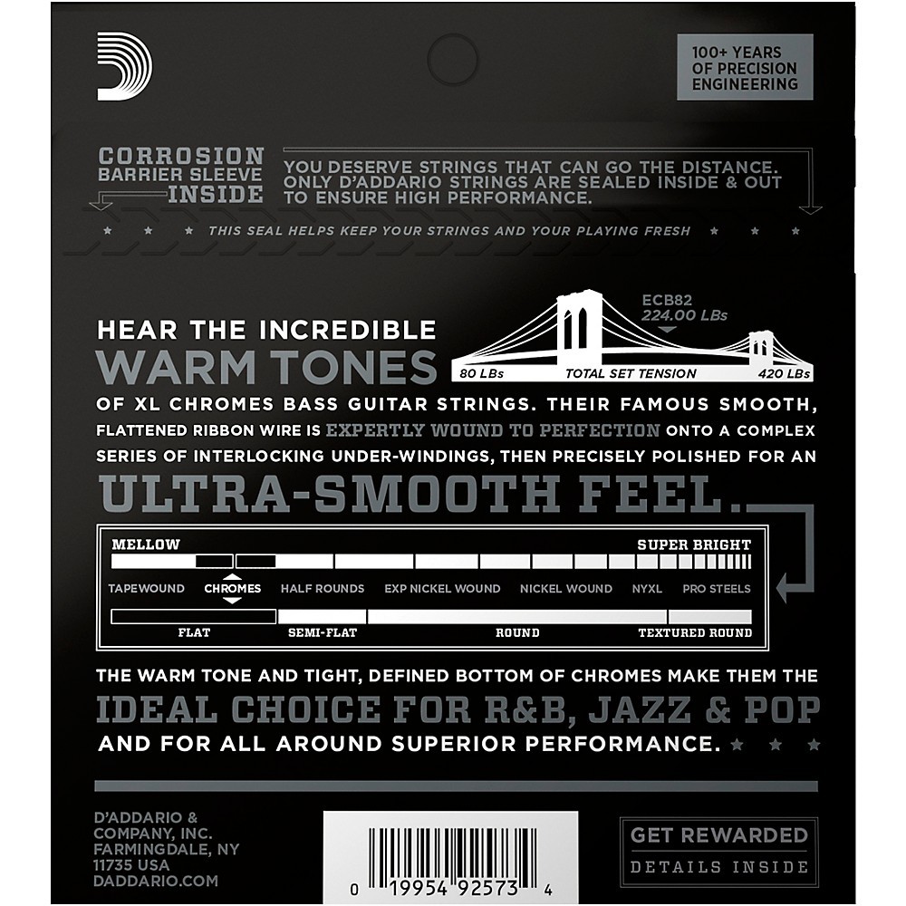 D'Addario ECB82 Chromes Flatwound Medium Bass Strings