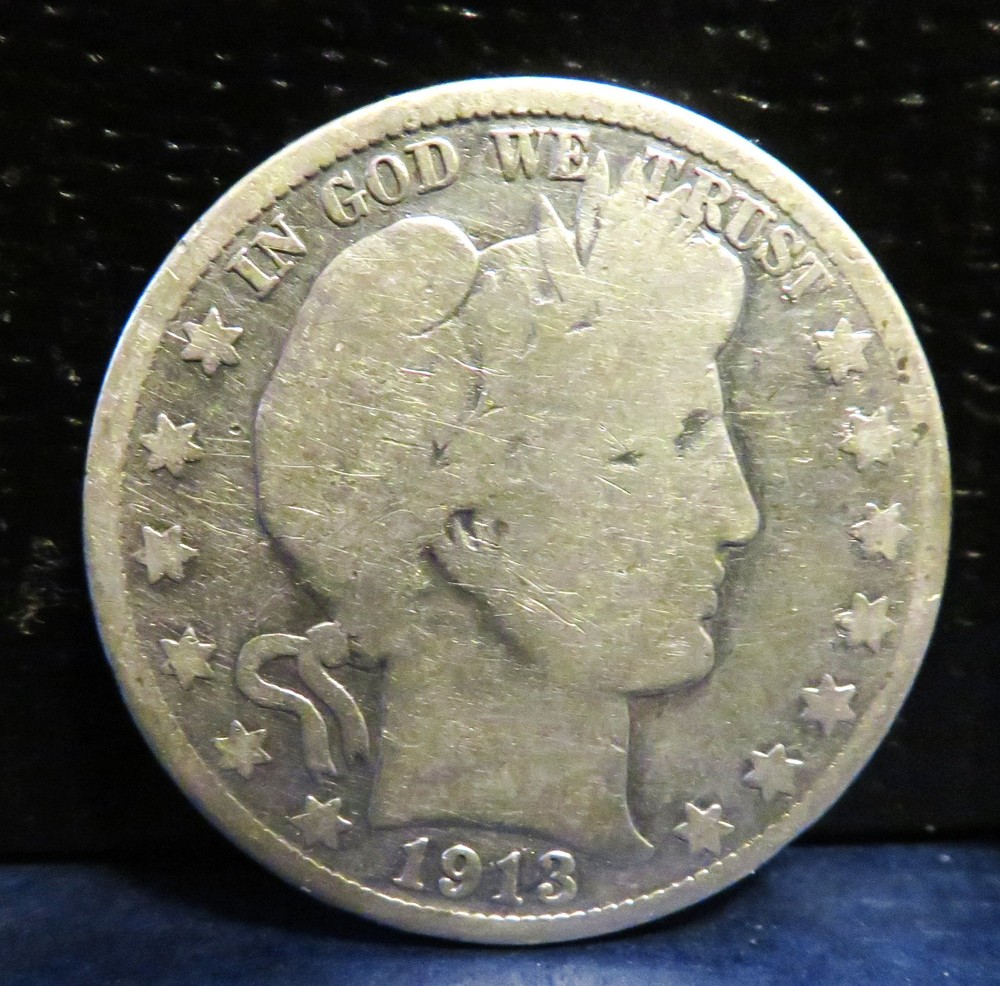 1913 D Silver Barber HALF DOLLAR 50c