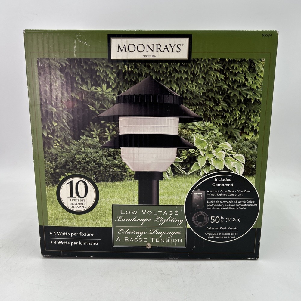Moonrays 10-Light Low Voltage Landscape Lighting Kit 4W w/ Timer NEW