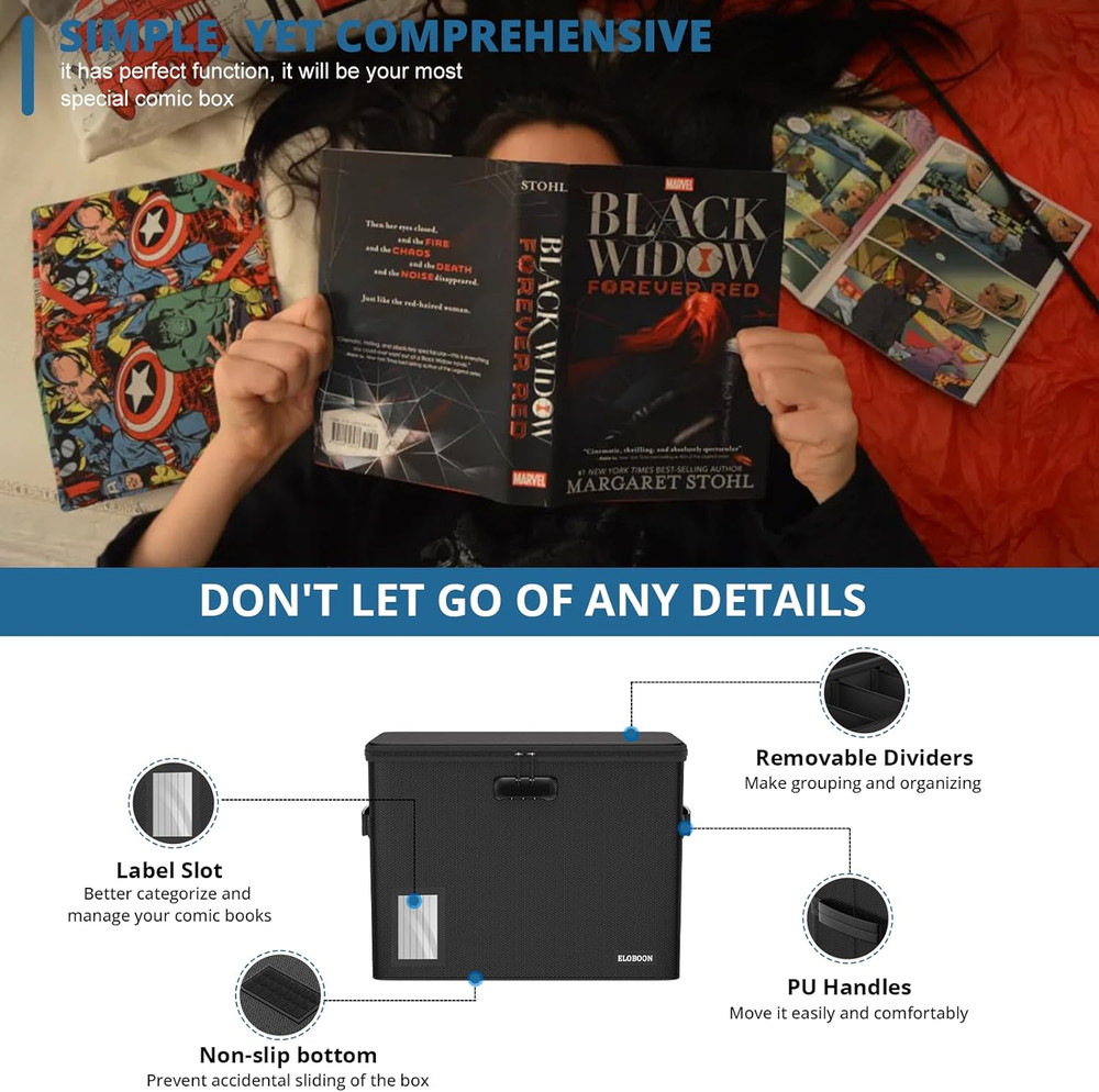 Fireproof Comic Book Storage for 30 CGC Comics Stackable with Lock and Dividers