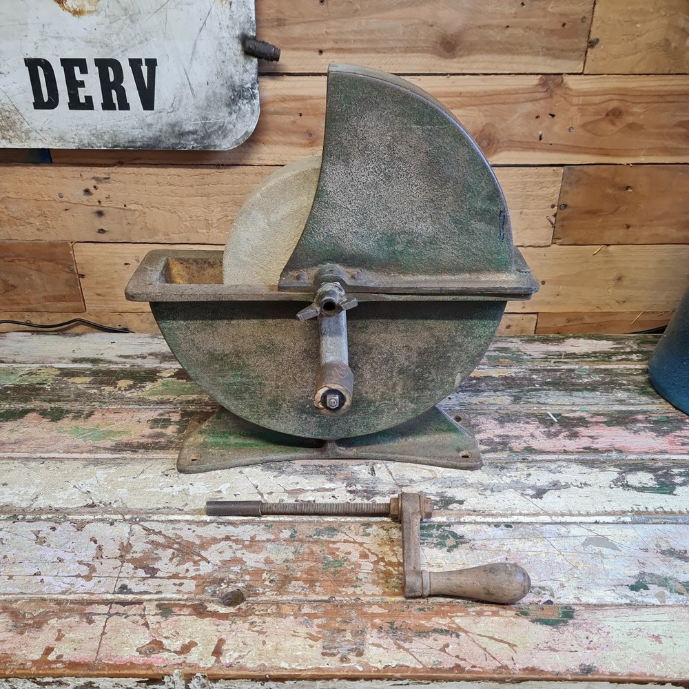 Antique cast iron Whetstone Grinding Wheel tools garage workshop reclaimed