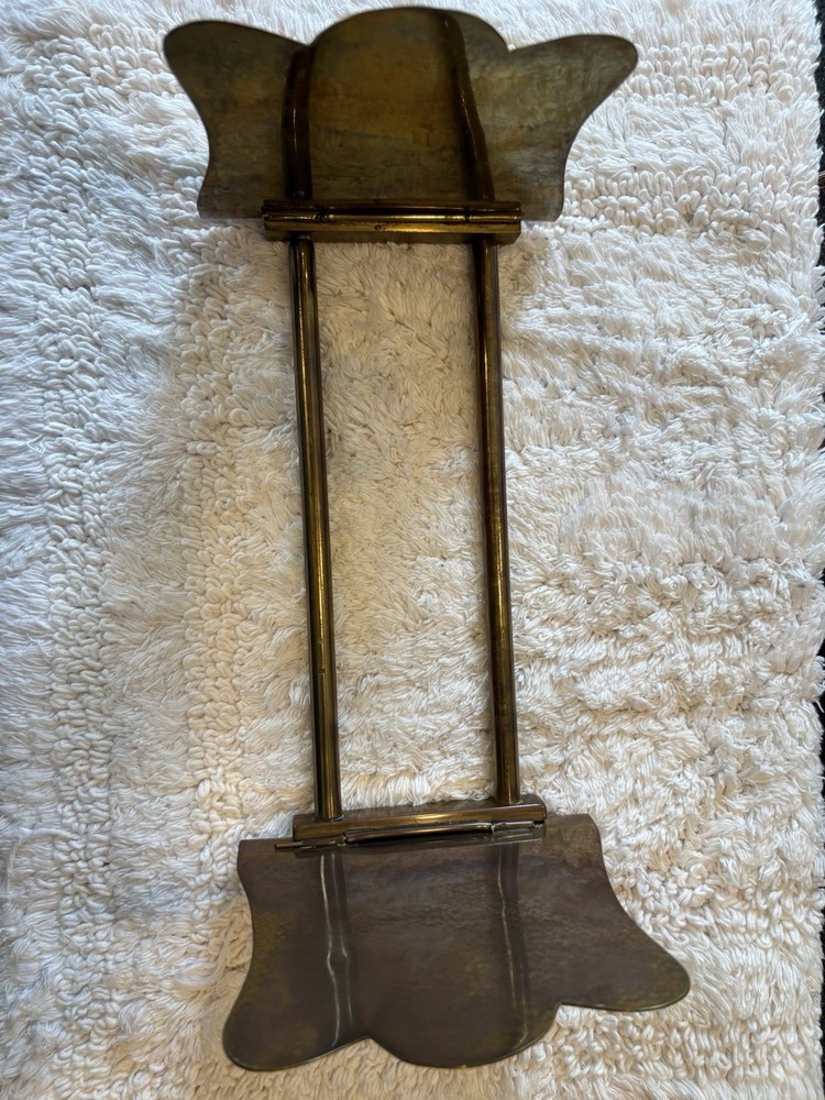 Brass Adjustable Bookends Gold Metallic Finish Rectangle Shape Decorative Pair