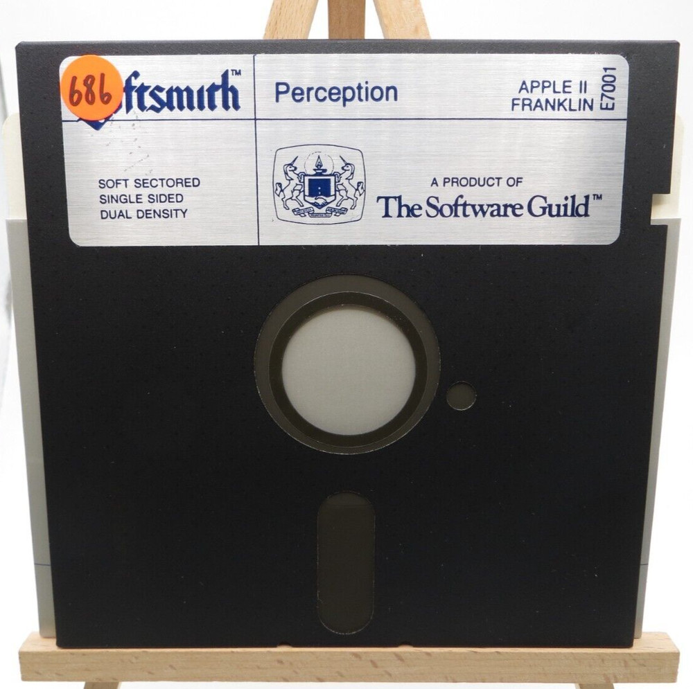 APPLE II 5.25" Floppy Disk PERCEPTION vintage computer game program Softsmith