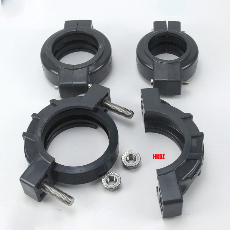 UPVC Plastic Pipe Clips Coupling Unlined Fixed Tubing Clamp Connector DN32-DN80