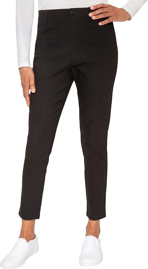 Mario Serrani Women's Textured Pull on Pants, Black, M