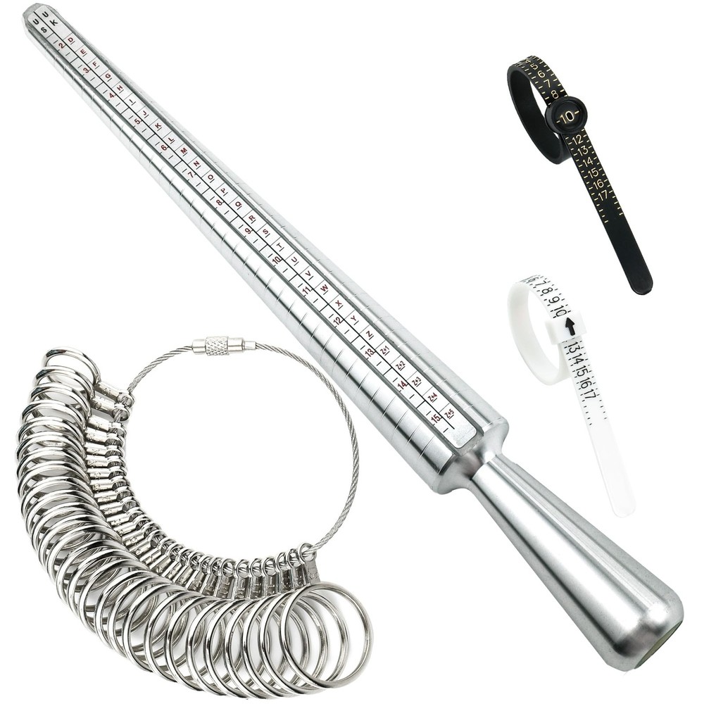 Ring Sizer Measuring Tool 4-in-1 Set Sizing Kit, silver set