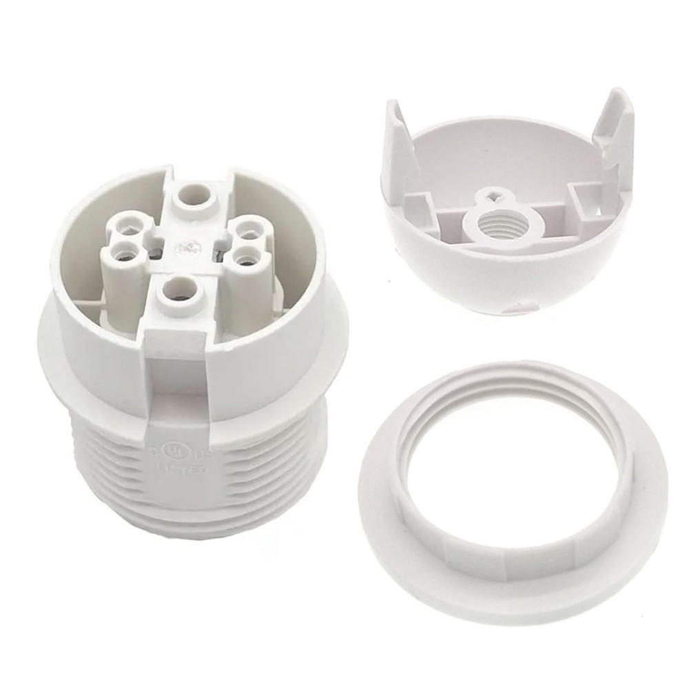 E26 E27 Light Socket,Plastic Threaded Medium Base Lamp Holder with Shade Ring...